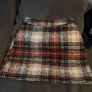 Plaid A-Line Wool Skirt